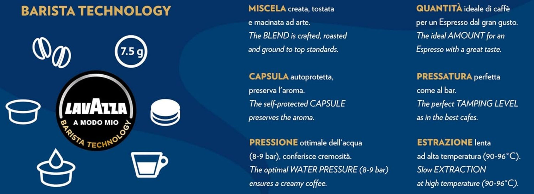 Lavazza A Modo Mio Dek Cremoso, 256 kávových kapslí, na espresso bez kofeinu s aromatickými tóny mandlí a canditis, 100% Arabica, intenzita 7/13, středně pražení, 16 balení