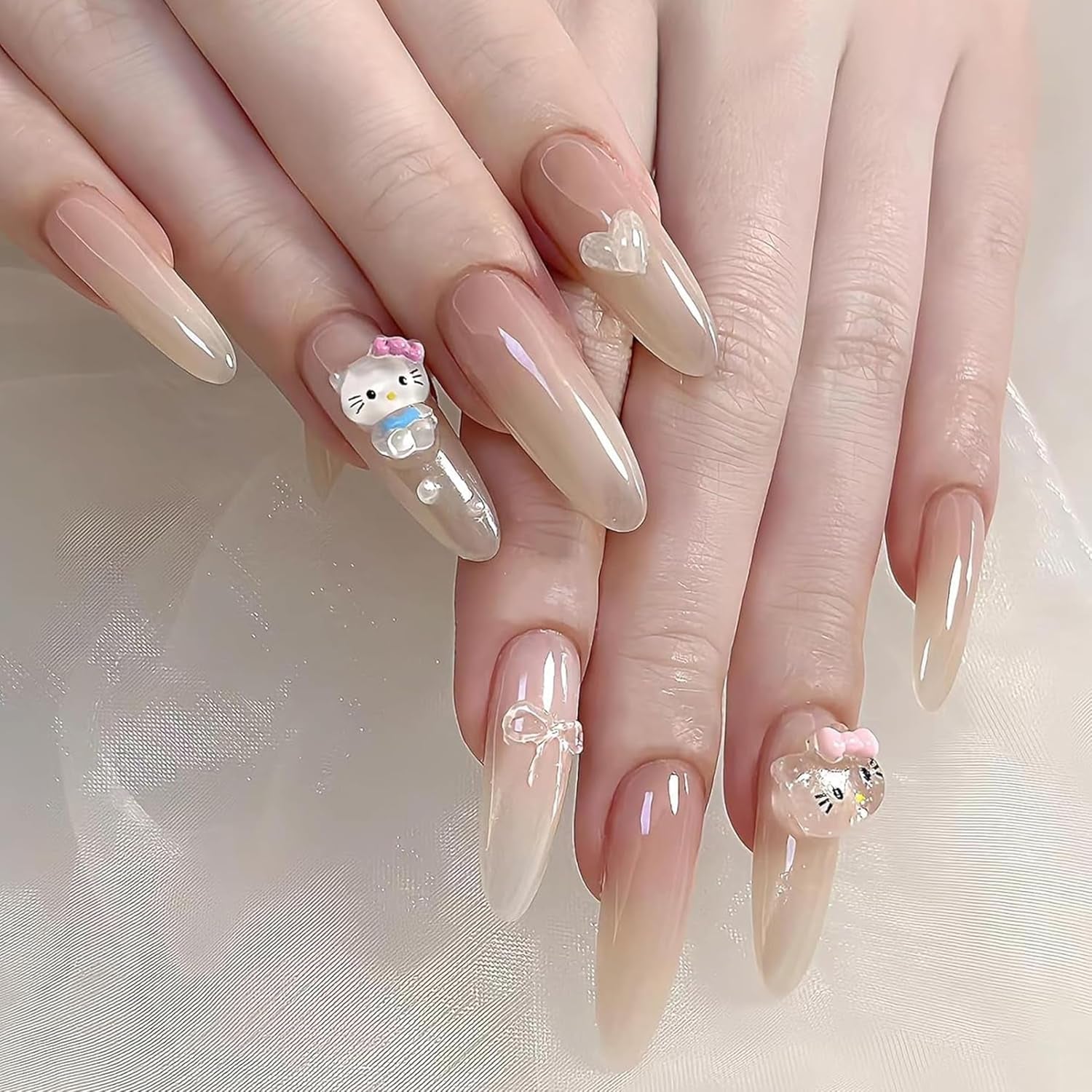 3D nálepky na nehty pro kočky, třpytky na nehty, flitry, pryskyřicové nálepky na nehty, drahokamy na nehty, diamanty pro nail art, včetně voskové tyčinky s drahokamy (barevná kočka)