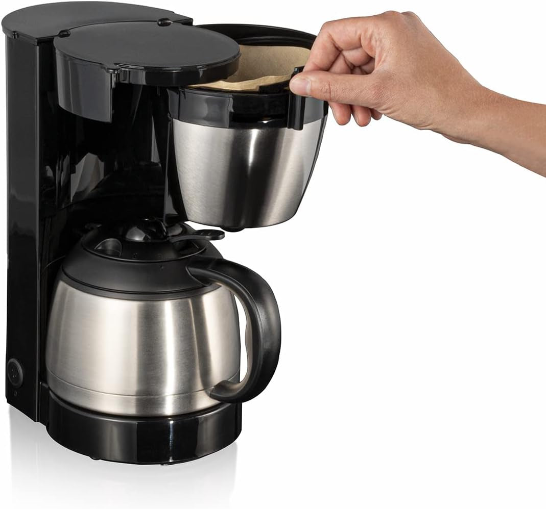 Espresso kávovar Cloer 5009 Keep Warm Filter pro až 8 šálků 800 W s izolovanou karafou z nerezové oceli 1x4 filtrační šálek černý