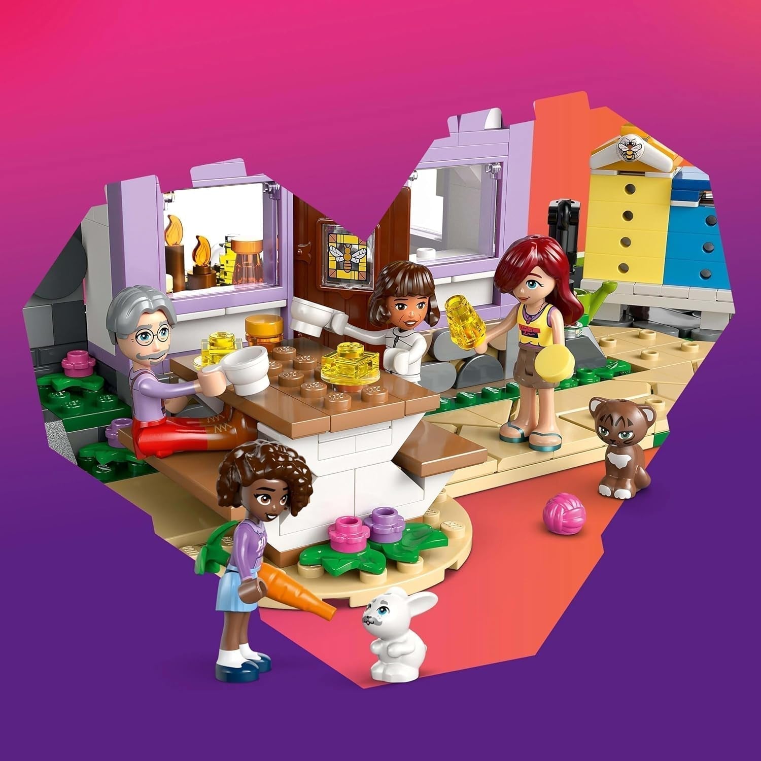 LEGO Friends Dům a květinová zahrada Včelař Stavebnice Příroda Hrací sada Dárek pro dívky 12+ Sada sestavitelných modelů 4 minifigurky a figurky zvířat Kočka a králík 42669 Stavebnice Besuche den LEGO-Store