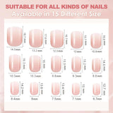 240ks Gradient Square Nails Set, Nude White Gradient Artificial Nails for Oil Pen Lepidlo, Medium Ombre Natural Falešné nehty pro ženy DIY (Nude Square)