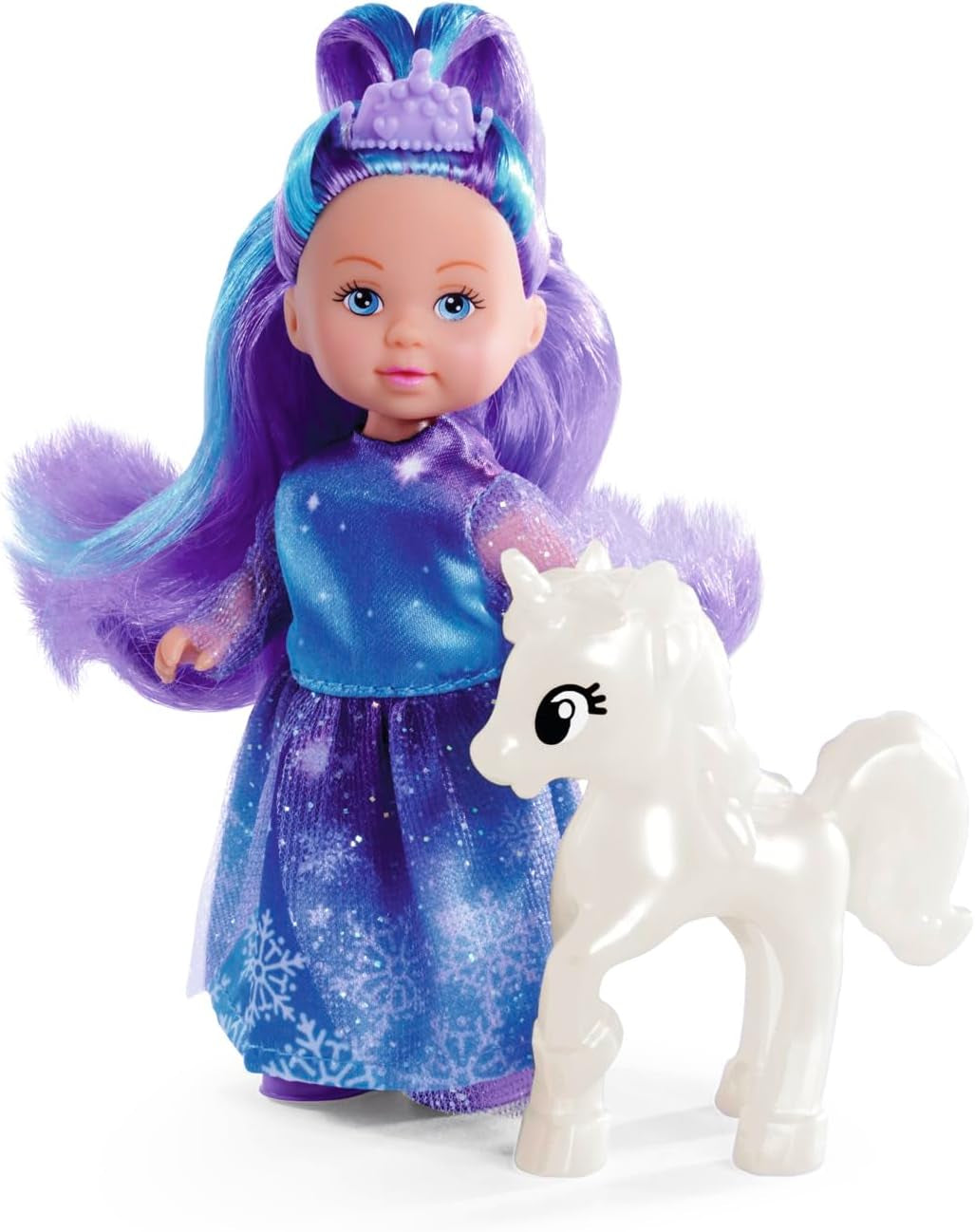 Panenka Simba Evi Princezna Fantasy of Love v pohádkových šatech s třpytivým jednorožcem 12cm hrací panenka Věk 3+