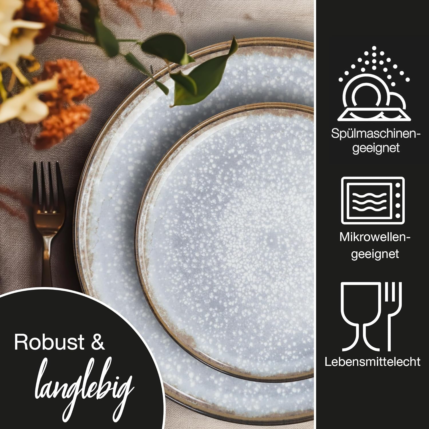 Porcelánová sada nádobí Moritz & Moritz BLOSSOM pro 6 osob, 18 kusů - Moderní nádobí s hravým designem - Snadno udržovatelný kávový servis s talířky a misky - Kombinovaný servis