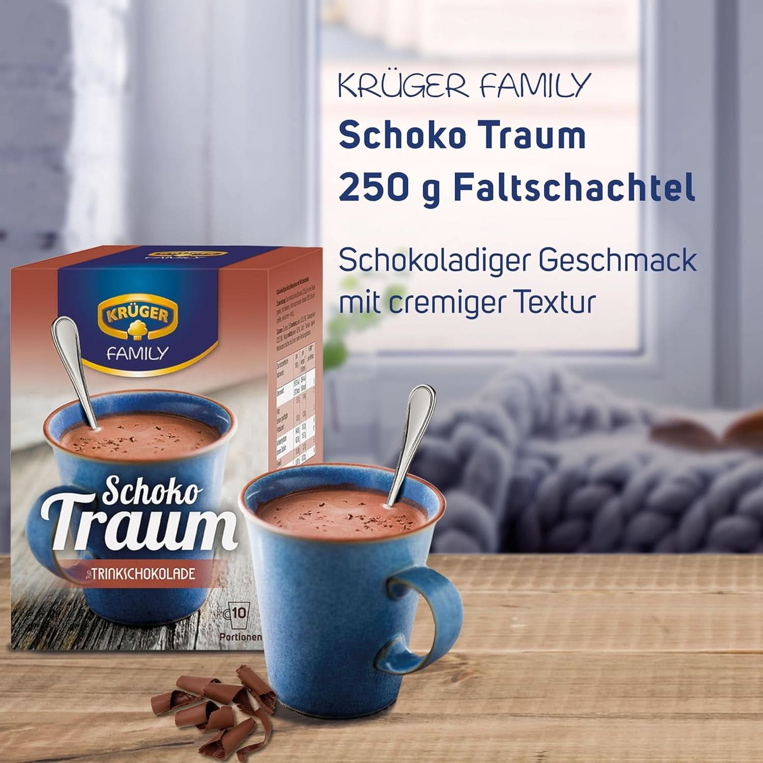 KRÜGER Family, Kakaový prášek na horkou čokoládu, 8 krabiček x 10 sáčků, 8 x 250 gramů kakaa a horké čokolády Naty Shop