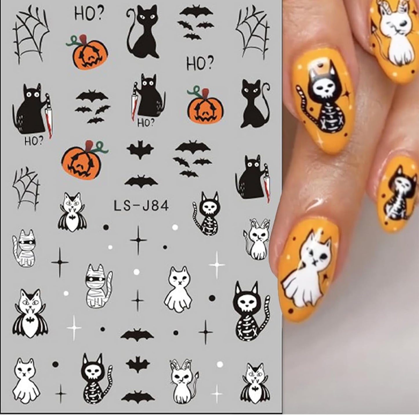 Nagelsticker Halloween, 8 Blätter Halloween Nagel Sticker, Kürbis Nail Sticker, Nail Art, Nagel Charms, Nagel Zubehör, Nageldesign, Vánoce (Typ A)