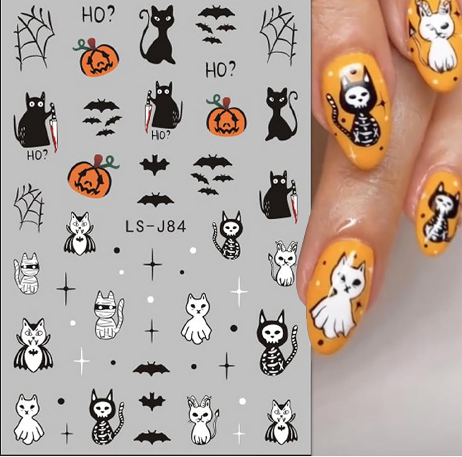 Nagelsticker Halloween, 8 Blätter Halloween Nagel Sticker, Kürbis Nail Sticker, Nail Art, Nagel Charms, Nagel Zubehör, Nageldesign, Vánoce (Typ A)