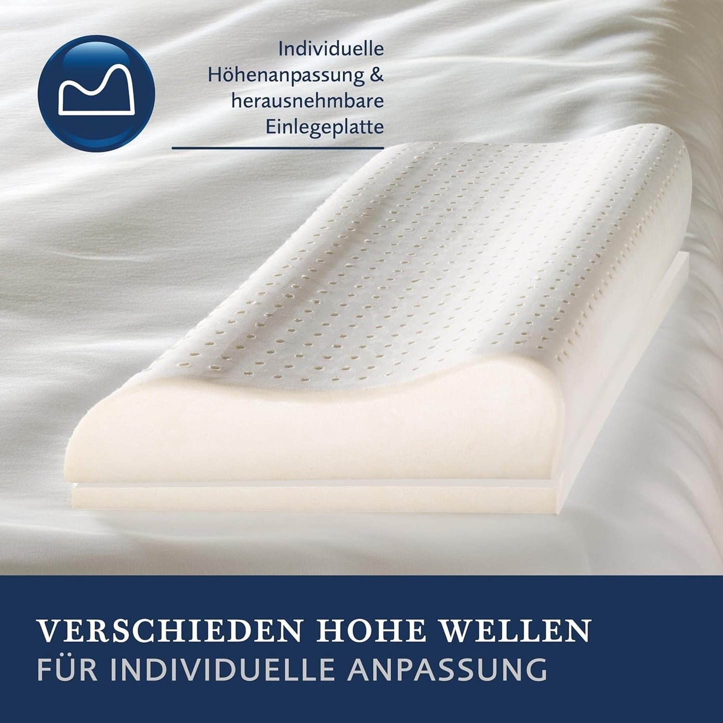 Billerbeck Pillow S20 Latex - Polštář na krk 40 X 80 Cm - Polštář na podporu krku s měkkým latexovým jádrem, bílé standardní polštáře Naty Shop