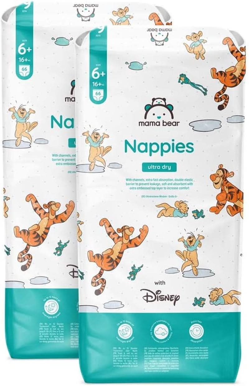 Plenky Mama Bear Disney Ultra Dry velikost 4 (8-14 kg), bílé, 84 kusů (1 balení)