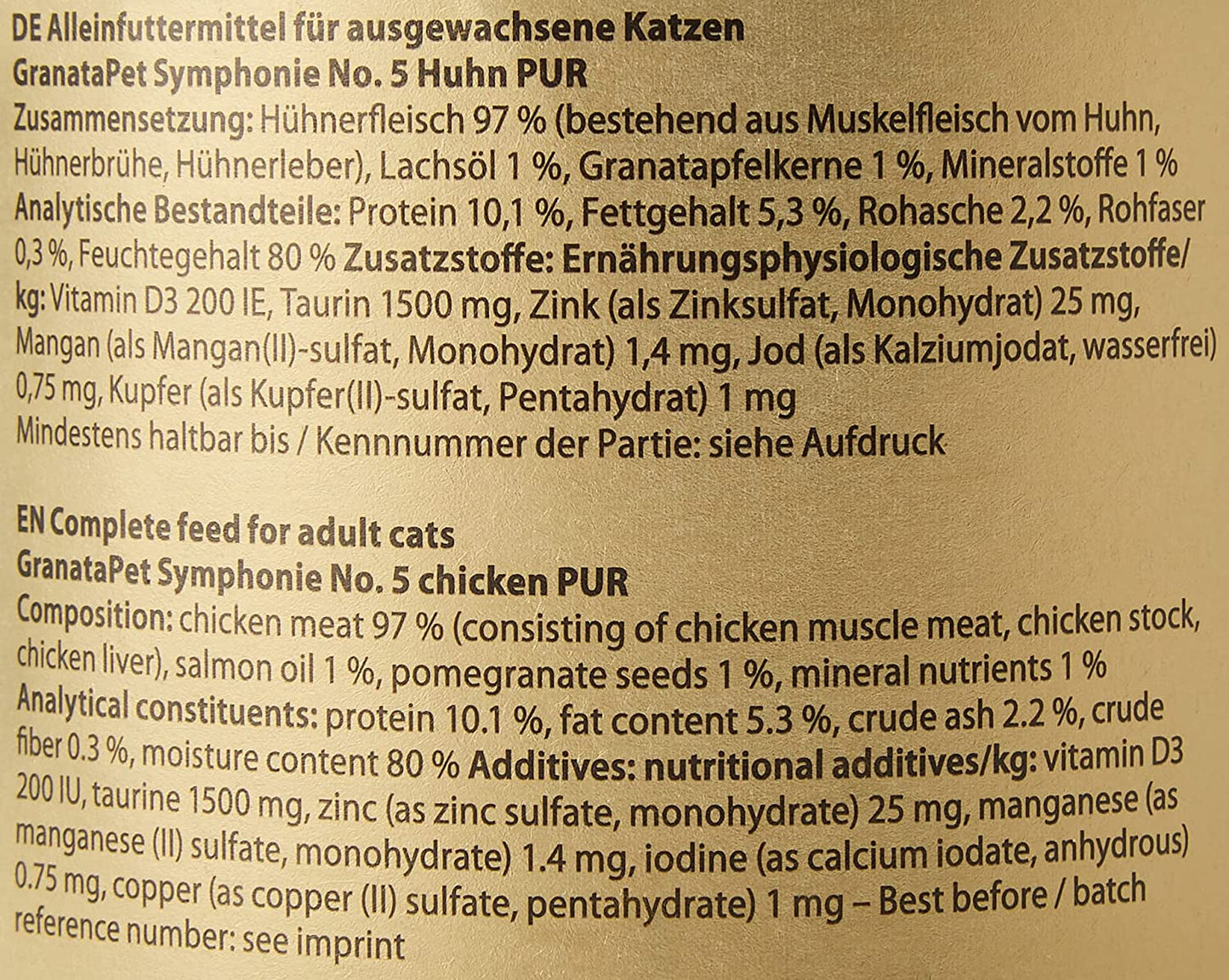 GranataPet Symphony No. 5 Pure Chicken, krmivo pro kočky bez obilovin a cukru, filety v přírodním želé, jemné vlhké krmivo pro kočky, 6 x 200 g