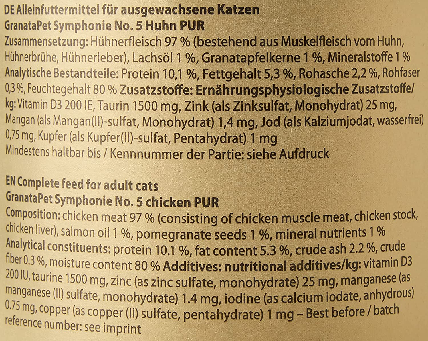 GranataPet Symphony No. 5 Pure Chicken, krmivo pro kočky bez obilovin a cukru, filety v přírodním želé, jemné vlhké krmivo pro kočky, 6 x 200 g