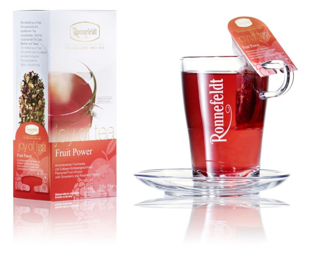 Fruit Power "Joy of Tea" - Ovocný čaj s příchutí jahod a malin, 15 čajových sáčků, 54 g