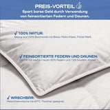 Allnights - Lehká komfortní přikrývka 135X200 100% nové peří a prachové peří, vhodné pro alergiky, lze prát do 60°C, vyrobeno v Německu Peřiny a přikrývky Naty Shop
