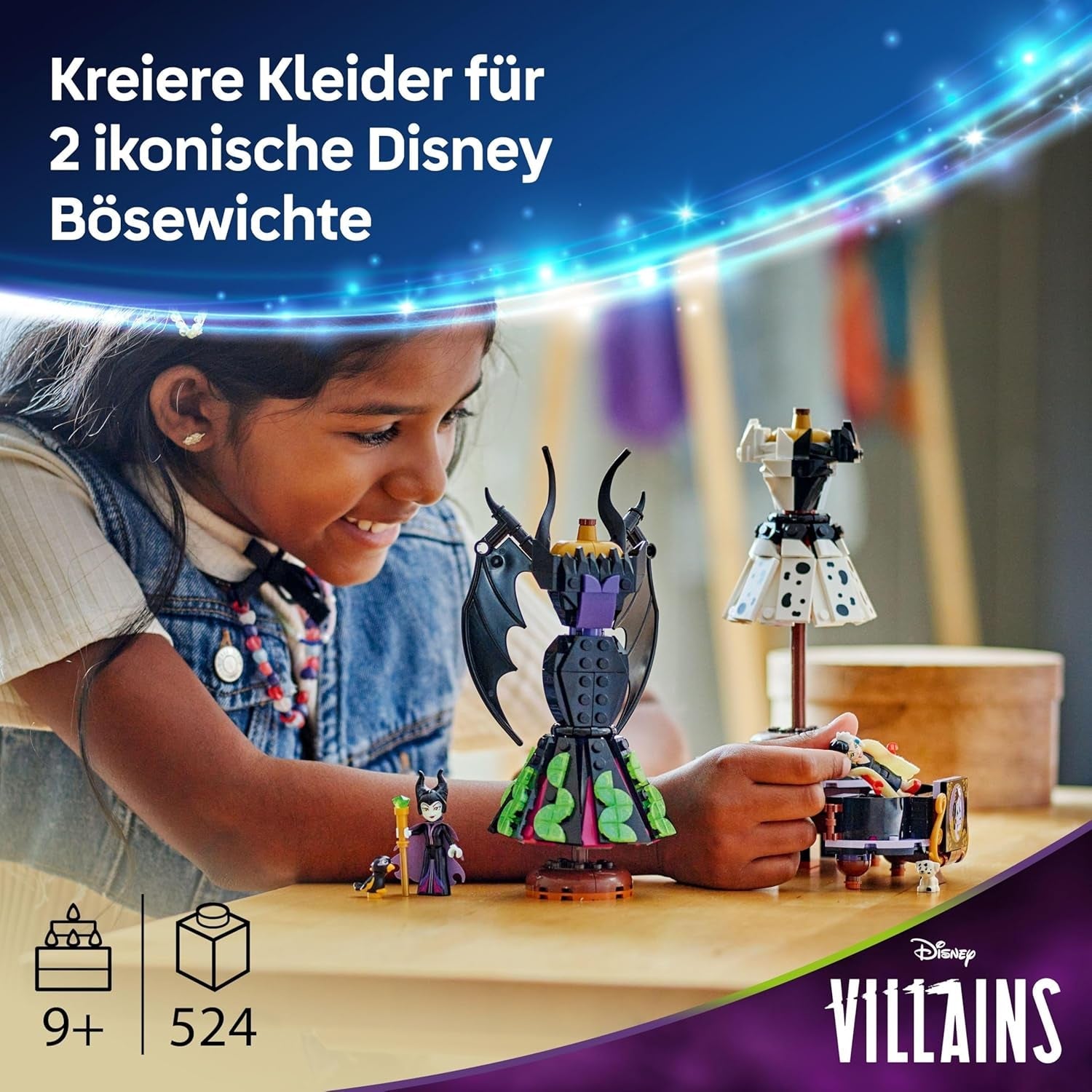 LEGO Ç€ Disney Villains The Dresses Of Maleficent And Cruella De Vil - Hračka pro chlapce a dívky od 9 let - Vč. 2 minipanenky a 2 figurky zvířat – dárek k narozeninám pro fanoušky 43262 Stavebnice Besuche den LEGO-Store