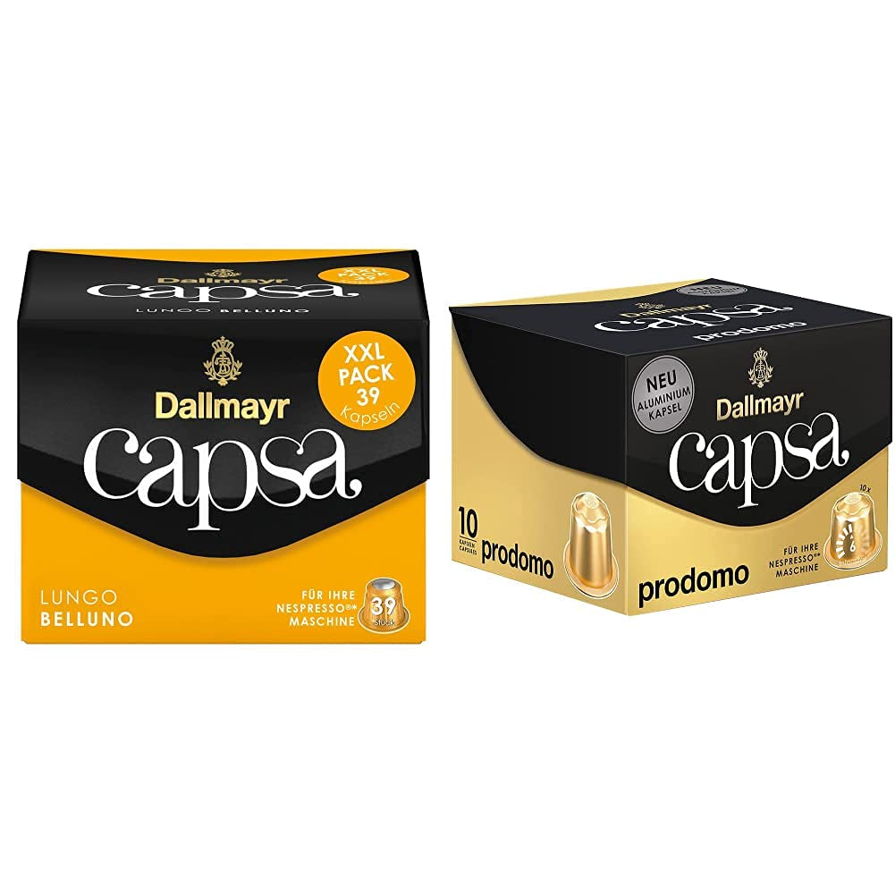 Capsa Lungo Belluno XXL, 39 kapslí kompatibilních s Nespresso, 1er Pack (1 x 218 g) & Capsa prodomo, 56 g