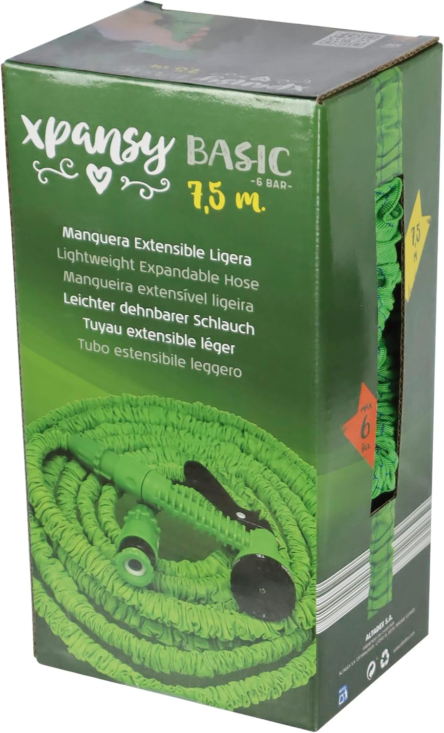C2607A Hose Basic – Prodlužovací hadice s tlakem vody, zelená, 7,5 metru