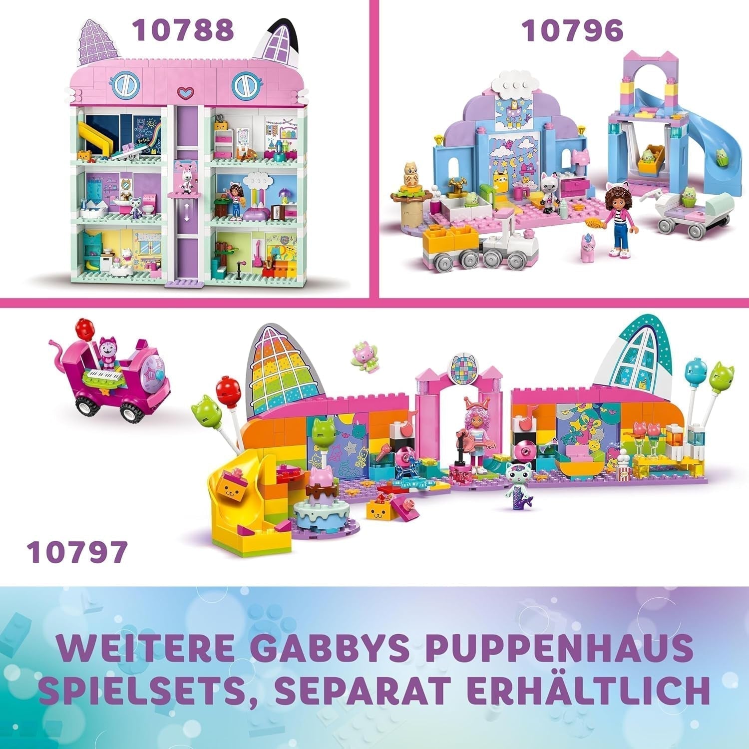 LEGO 4+ Gabby's domeček pro panenky Gabby's Little Kitty Ears Hrací zvířátka Dětská hračka se skluzavkou a figurkami Dárek pro dívky a chlapce Kreativní hračka na hraní 10796 Stavebnice Beuche den LEGO-Store