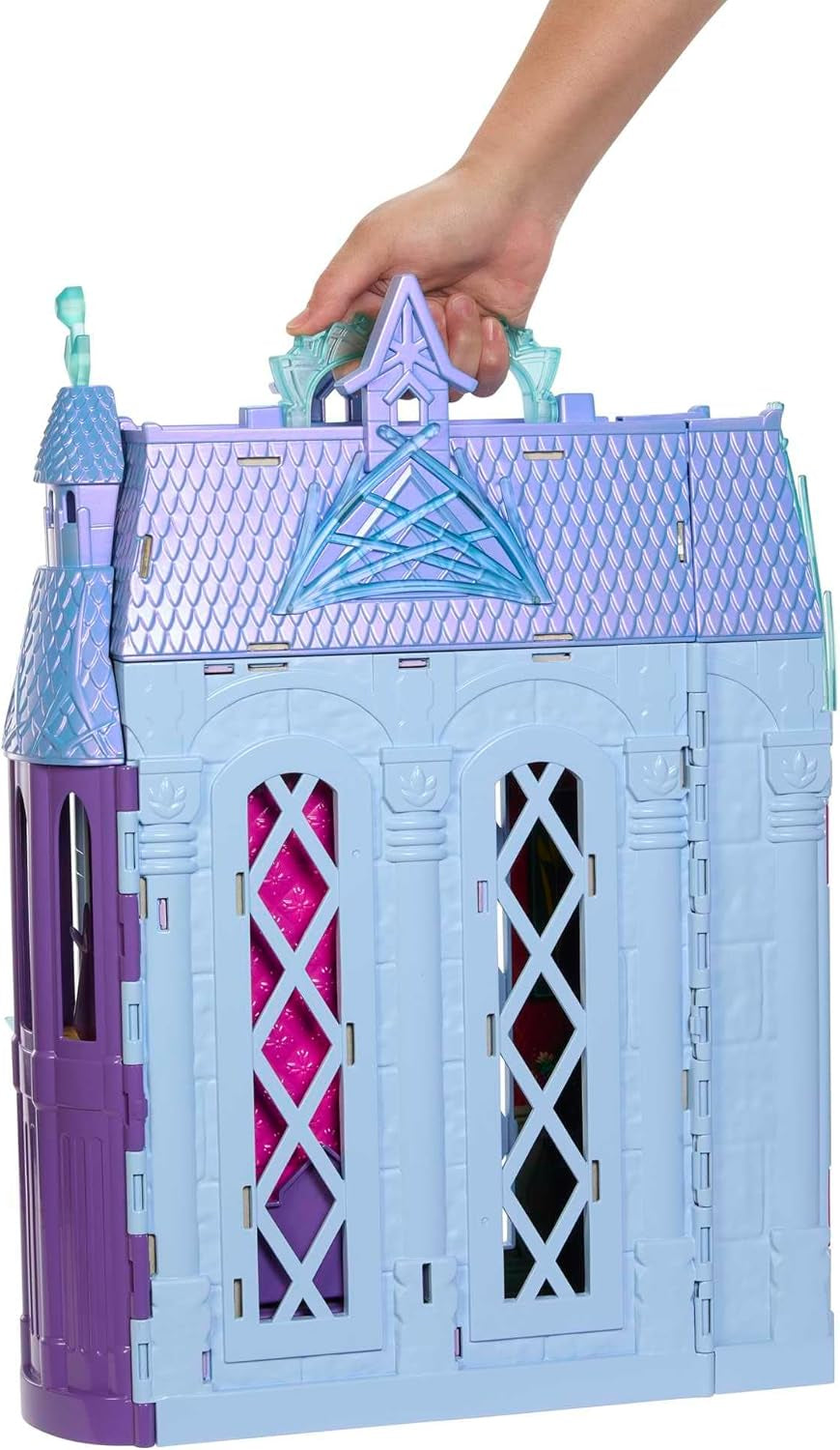 Mattel Disney Frozen – domeček pro panenky Castle Arendelle (60 cm+) s panenkou Elsou, 4 hřišť a 15 kusy nábytku a doplňků Disney Frozen II, HLW61