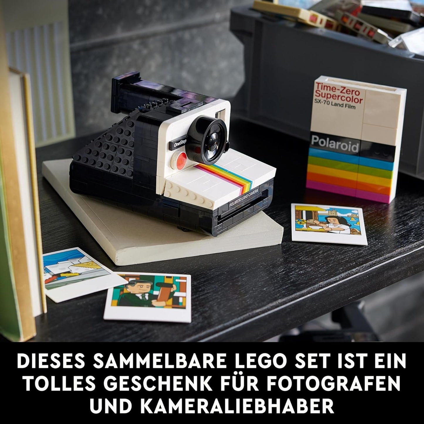 LEGO Ideas Sada fotoaparátu Polaroid Onestep SX-70 pro dospělé, sběratelská s autentickými detaily, kreativní činnost, fotografické dárky pro ženy, muže, jeho, ji a dospívající 21345 Stavebnice Besuche den LEGO-Store