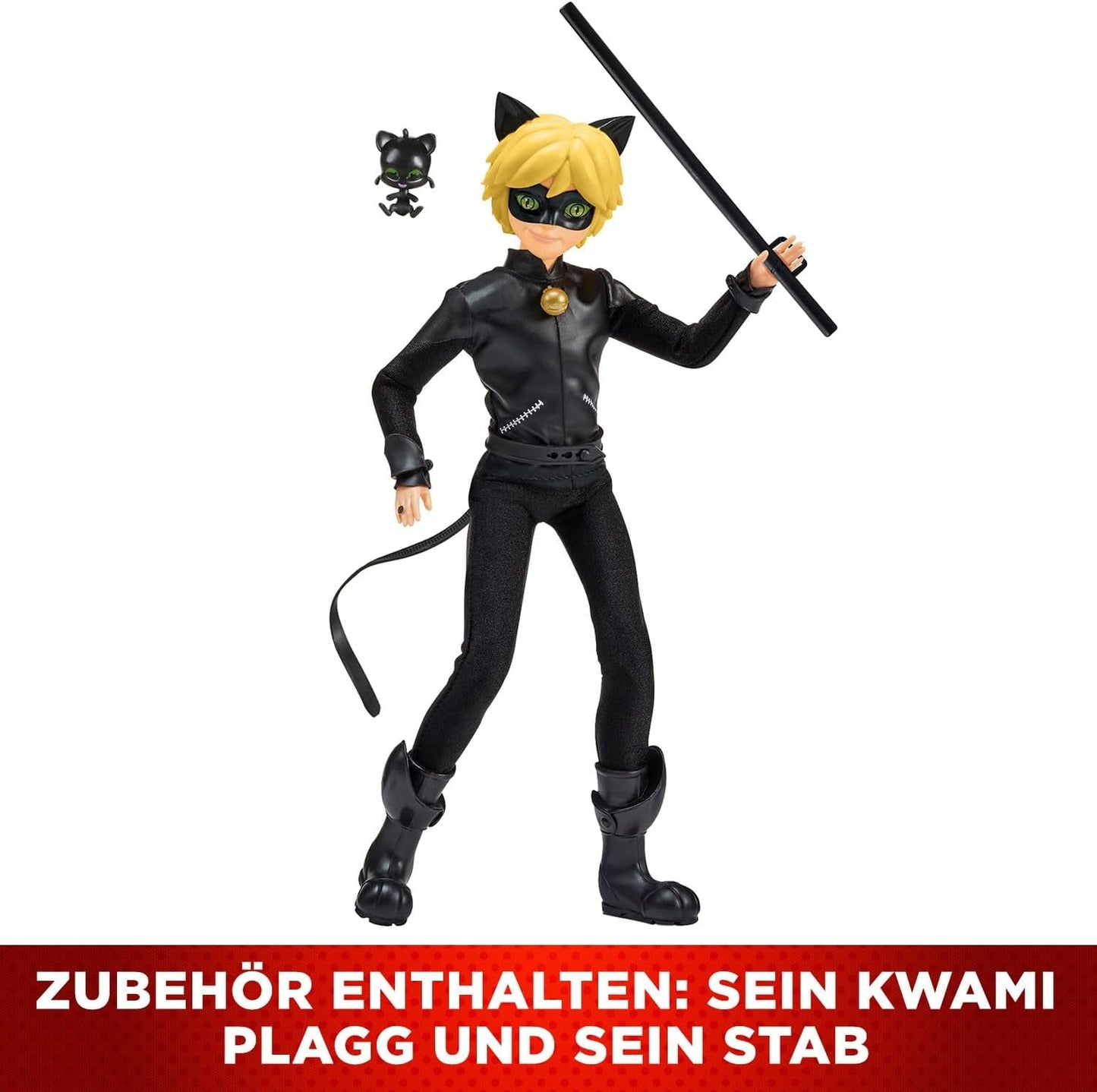 BANDAI - Miraculous Ladybug - 26cm panenka Mannequin - Motan Noir - Oficiálně licencovaná panenka Miraculous - Motan Noir Kloubová panenka - Hračka pro děti od 4 let - P50002