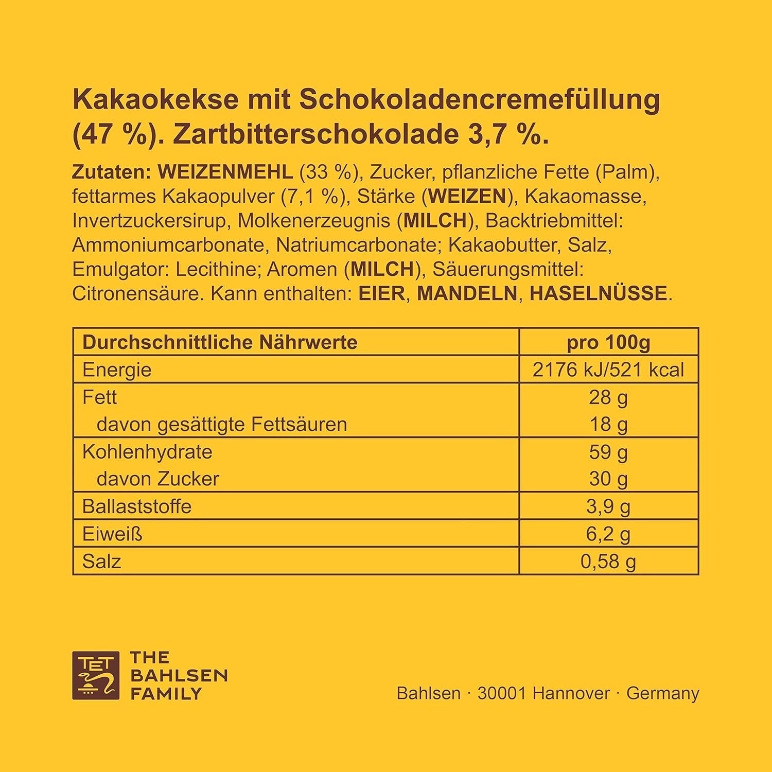 Křupavé sušenky s kakaem a krémem z tmavé čokolády, balení 14 ks, na uskladnění nebo prodej (14 x 190 g)