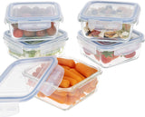 Max Home 8 balení Skleněné vzduchotěsné nádoby Mikrovlnná skleněná krabička na oběd Uzavíratelné dózy na potraviny 550 ml průhledná víčka Dózy na potraviny (16538) Dózy na potraviny Naty Shop
