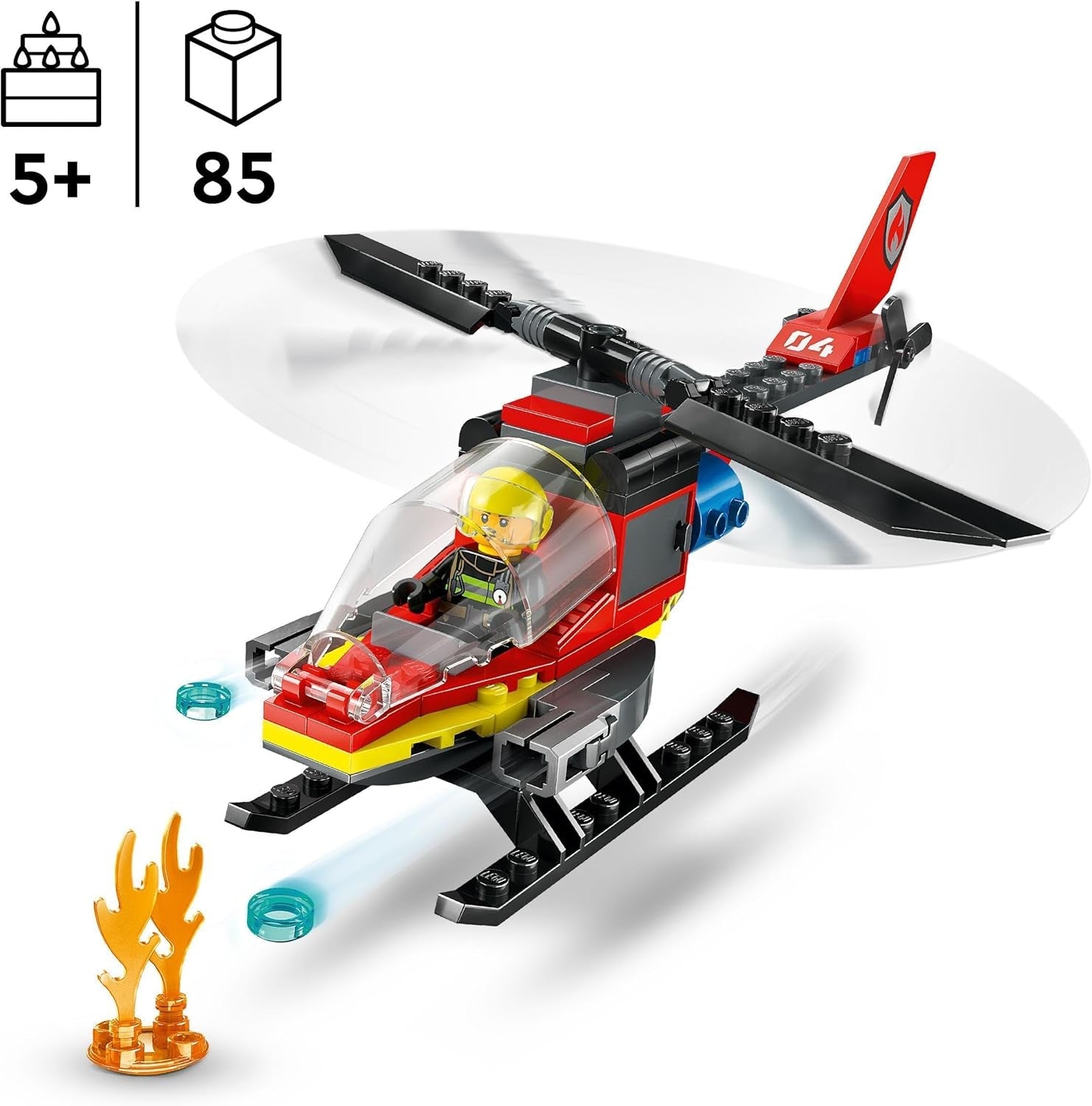 LEGO City hasičský vrtulník, stavebnice vrtulníku a figurky pilota, hasičský vrtulník pro nápaditý herní zážitek, dárek pro děti, chlapce a dívky od 5 let 60411 Stavebnice Besuche den LEGO-Store