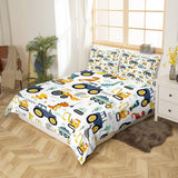 Jungen Cartoon Povlečení do auta 135X200,Kinder Bau Fahrzeuge Tröster Abdeckung Für Kind Kleinkind Teens,Dinosaurier Bettbezug,Traktor Maschinerie Bagger Bettdecke Abdeckung,Lkw Autos Bettdecke Naty Shop