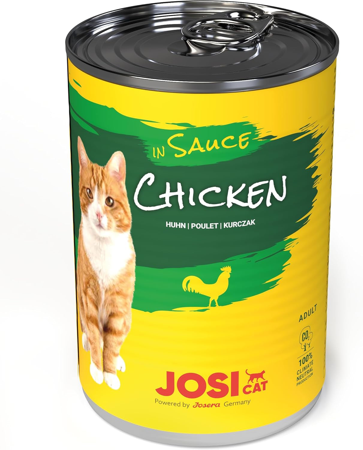 JosiCat Kuře v omáčce (12 x 415 g) | Dospělý | Prémiové vlhké krmivo pro dospělé kočky | Kuře v omáčce | Vitamin D3 a E | Powered by JOSERA | Mokré krmivo pro kočky | Kompletní krmivo | Balení 12
