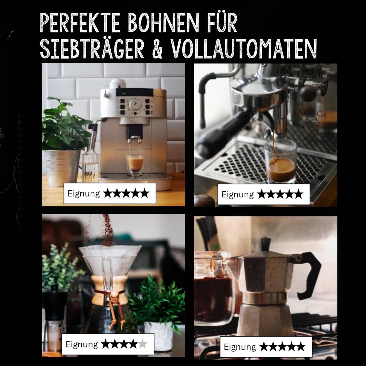 - Kaffeebohnen 2 kg - Extra pomalé geröstet - wenig Säure und Bitterstoffe - Barista-Qualität - Nejlepší smetana - Nejlepší espresso pro plně automaty - 4 x 500 g