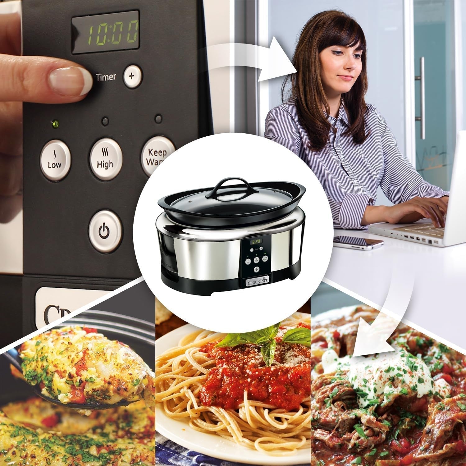 Crockpot, pomalý hrnec elektronický, 5,7 l (5-6 osob) pomalý hrnec Naty Shop