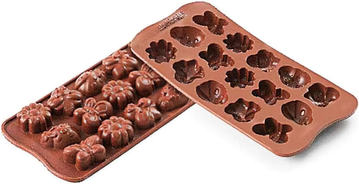 Silikomart 199199, forma na čokoládu, Jarní model, 15 pralinek, Brown Kitchen Naty Shop