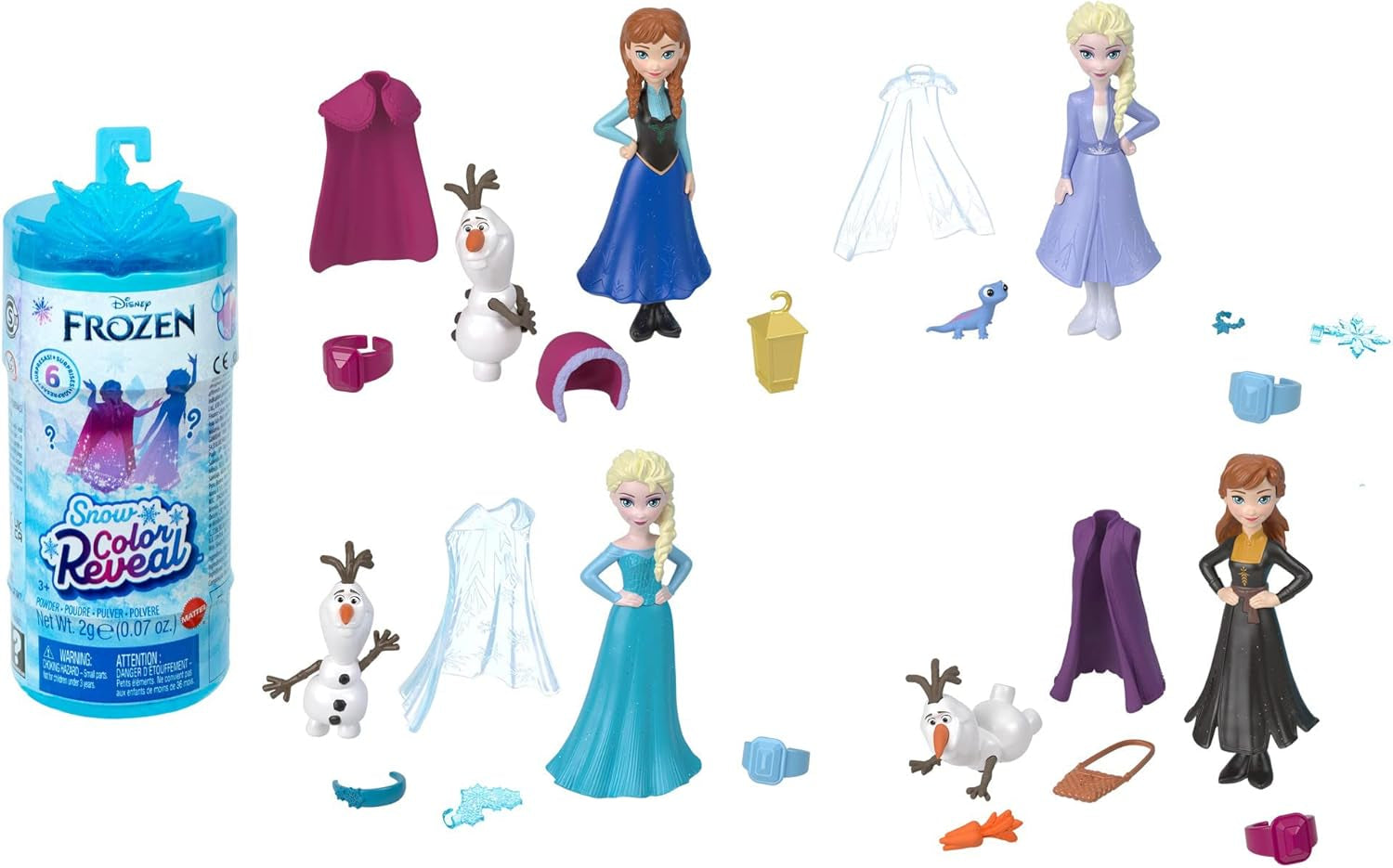 Mattel Disney Frozen Ice Reveal Squishy Ice Gel Doll a 6 překvapení, včetně figurky přátel a doplňků (panenky se mohou lišit) HRN77 Naty Shop Dolls Snow Color Reveal Dolls