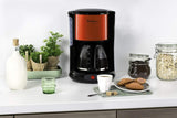 Espresso Subito s filtrem, skleněná karafa, 10-15 šálků, objem 1,25 l, automatické vypínání, vyjímatelný filtr, indikátor hladiny vody, nerezová ocel, červená/černá, FG360D