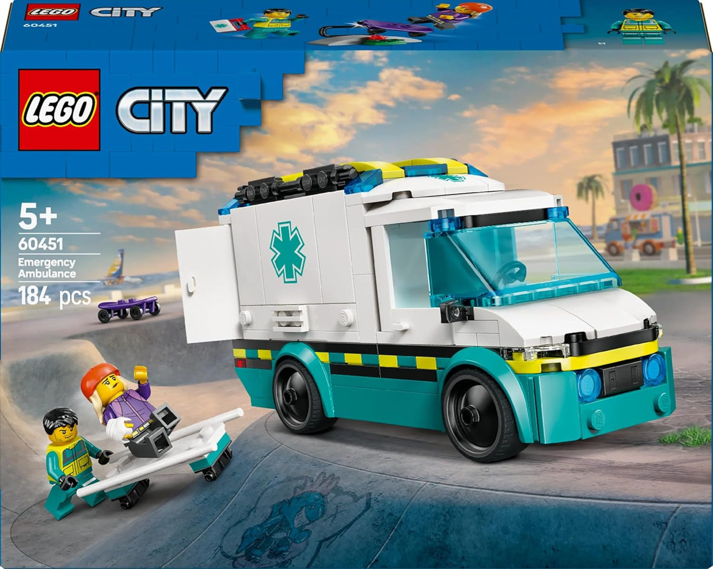 LEGO City Ambulance - hračka se 2 minifigurkami (skateboardista a řidič) - vzdělávací hračka pro chlapce a dívky od 5 let - nápady na dárky k narozeninám a svátku 60451 Stavebnice Besuche den LEGO-Store