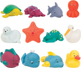 Battat 12dílná hračka do vany Dětská hračka do vany Vodní zvířátka - kamarádi do vany pro miminka 10 měsíců - hračka do vany kachna a další Bebe Toys Naty Shop