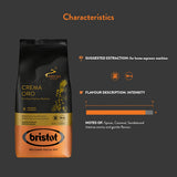Bristot, Kaffeebohnen CREMA ORO – Celkem 1 kg – Mischung mit intenzivní Aroma, süßem Geschmack, Gewürzen, Caramel, Sandelholznoten – Set mit 2 pro 500 g