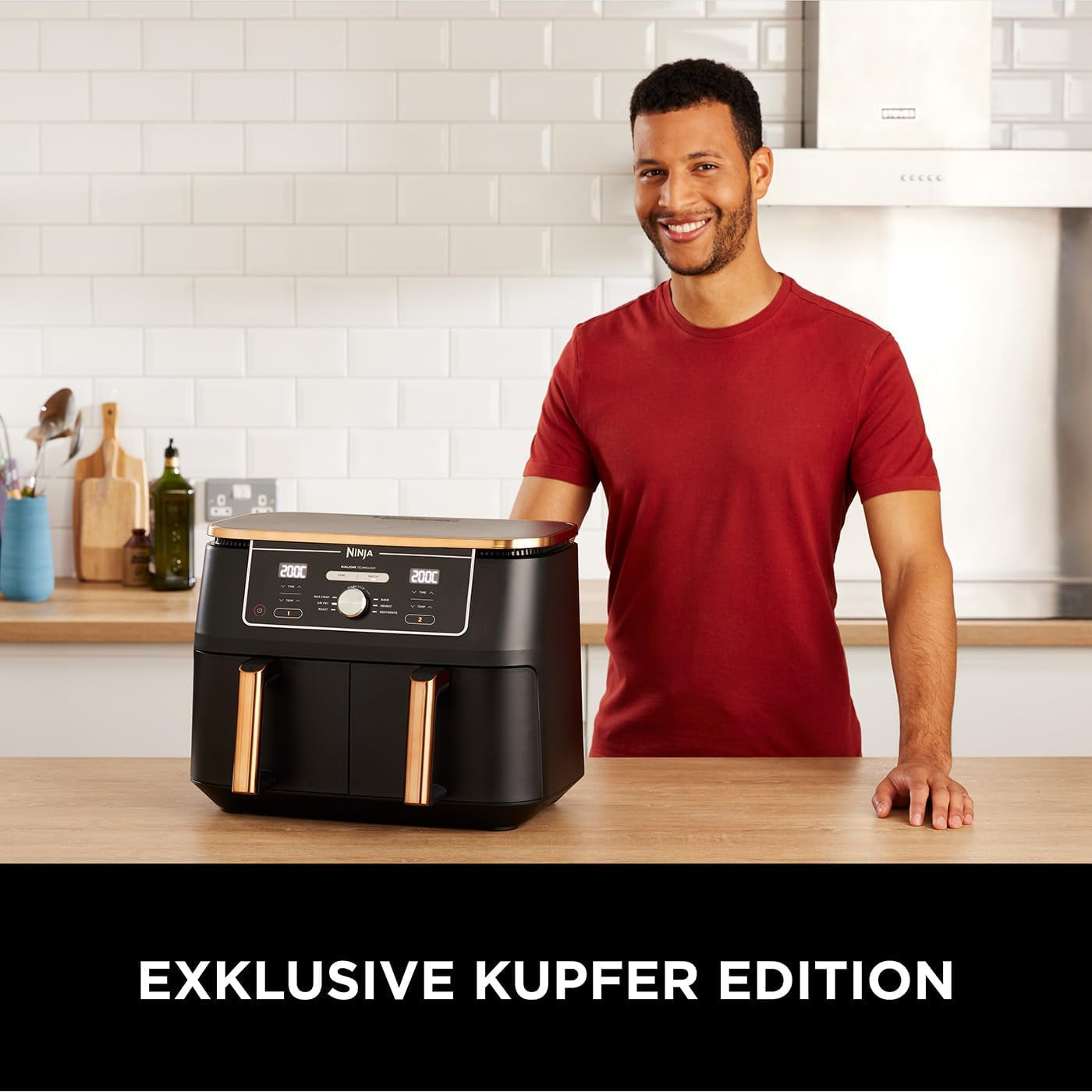 Dvouzónová vzduchová fritéza Ninja Foodi AF400EUCP MAX, vzduchová fritéza 9,5 l, 2 přihrádky, s kleštěmi, nepřilnavý povrch Domácí spotřebiče Naty Shop