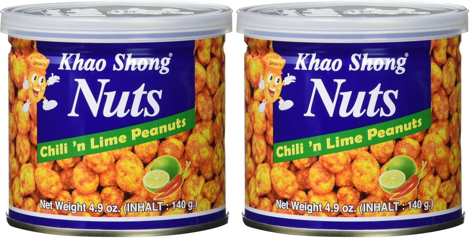 Khao Shong smažený zelený hrášek s wasabi, křupavý hrášek v pikantním těstíčku, nízkotučná alternativa k ořechům, středně pikantní, 1 plechovka 140 g | 140 g (1 balení)