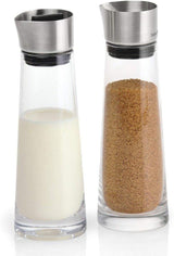 blomus -MACCHIATO- Skleněná sada na cukr a smetanu, objem 180ml, nerezové víko, na čaj a kávu, vysoká kvalita zpracování, exkluzivní vzhled (V/Š/H: 17 x 5,4 x 5,4 cm, Transparent, 63510)