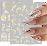9 Blatt Nagelsticker Französische Spitzenmarmor Nagelaufkleber Selbtklebend Weißes Gold Nail Art Samolepka Dekoration Nageldesign Zubehör