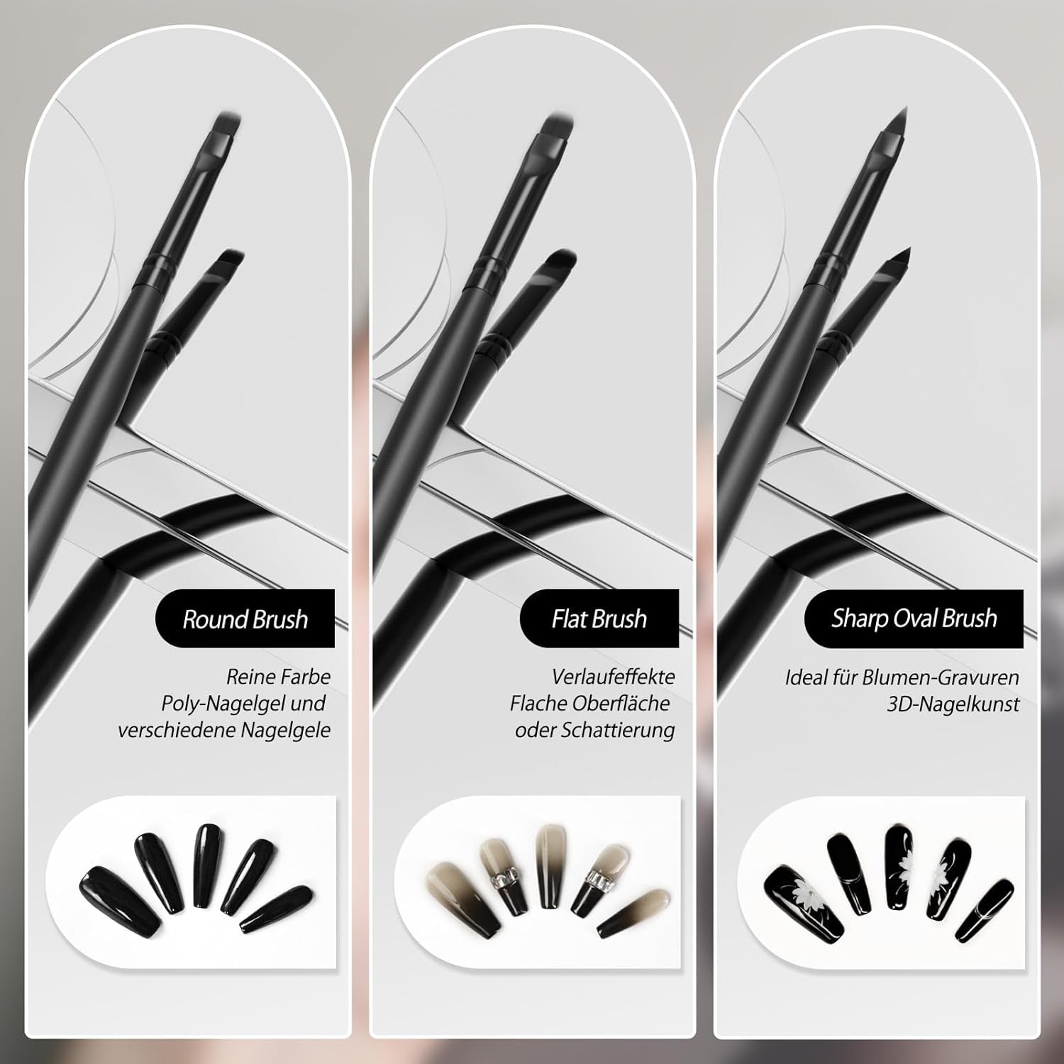 Nagel Pinsel 8 Stück Pinsel Für Gelnägel, Nageldesign Gel Pinsel Dotting Painting Line Pen Für Nagelack Gel Acryl Nagel Pinsel Nailart Kit Acryl Pinsel Finener Nägel Selber Machen