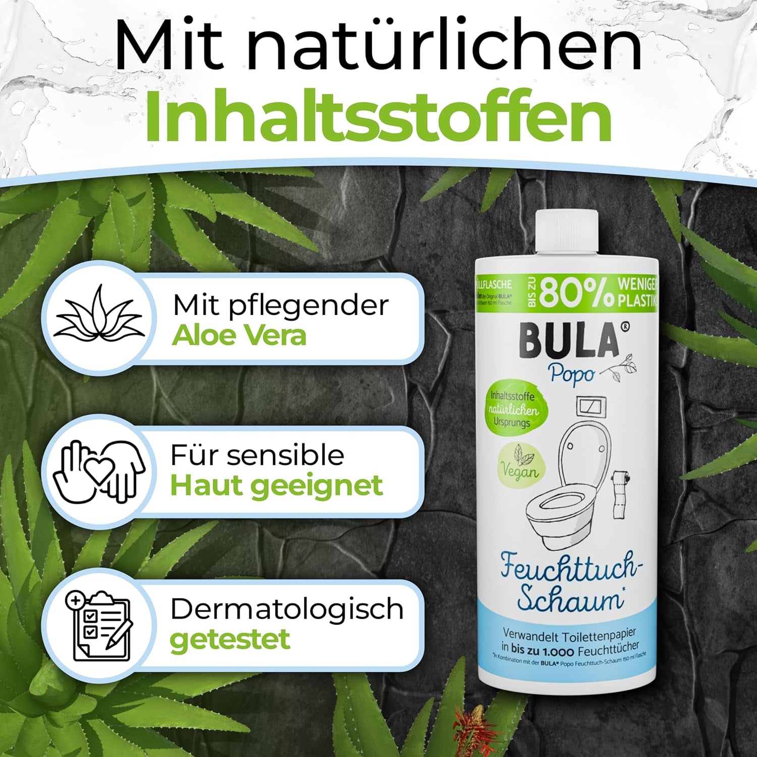 BULA® Popo Refill Bottle (750ml) STAČÍ DOPLNIT naše 150ml a 50ml lahvičky! | Nahradí až 1000 ubrousků! | S přísadami přírodního původu