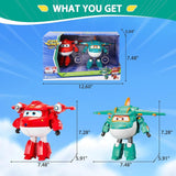 Super Wings 5" transformující postavy 2-balení Transformující přeplňovaný Jett + Tino Transformer Hračka pro chlapce a dívky Věk 3+ Červené akční figurky Naty Shop