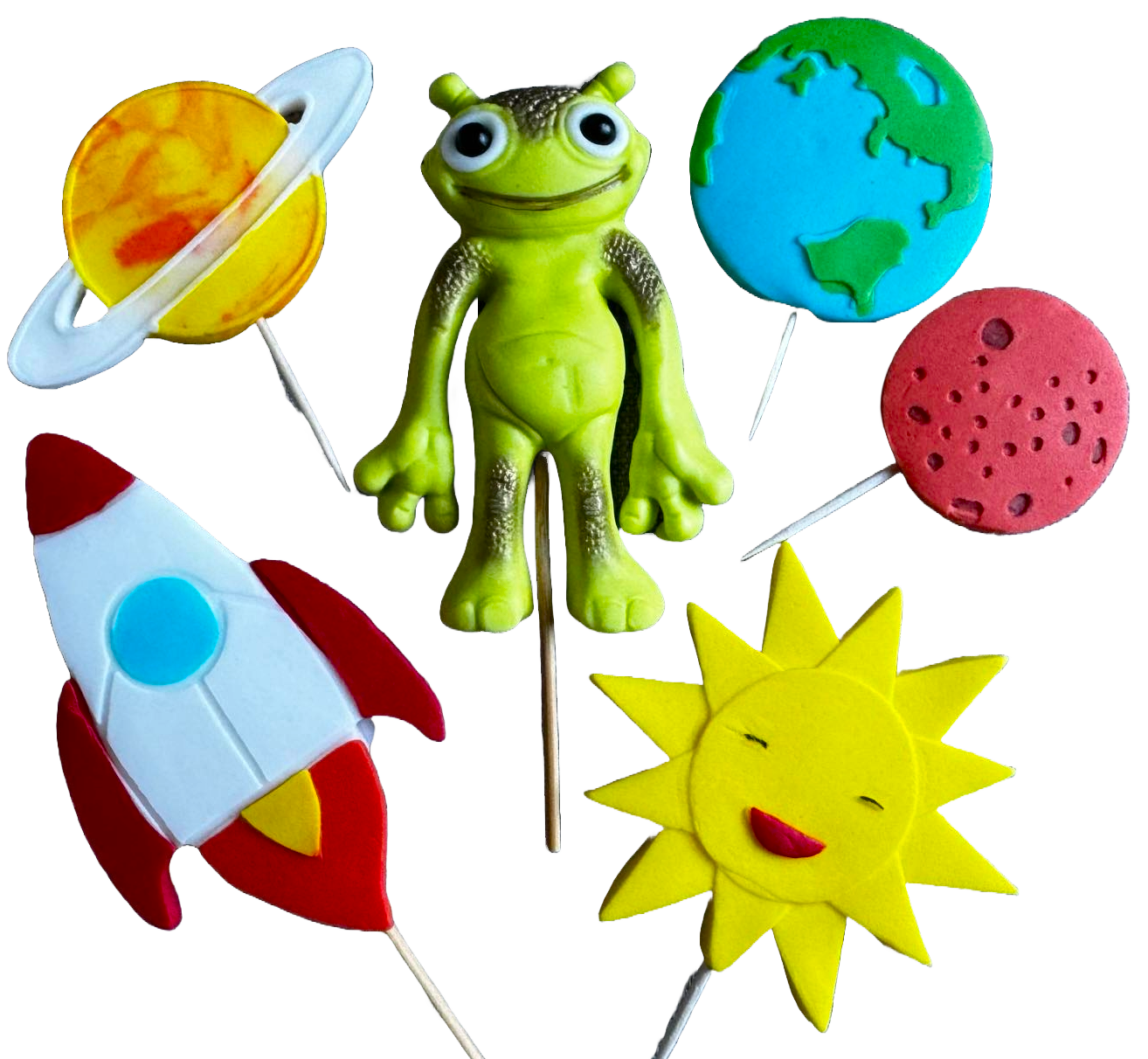 Sada 6 ks jedlých cukrových dekorací, Cosmos Sugar Paste Decorations Naty Shop