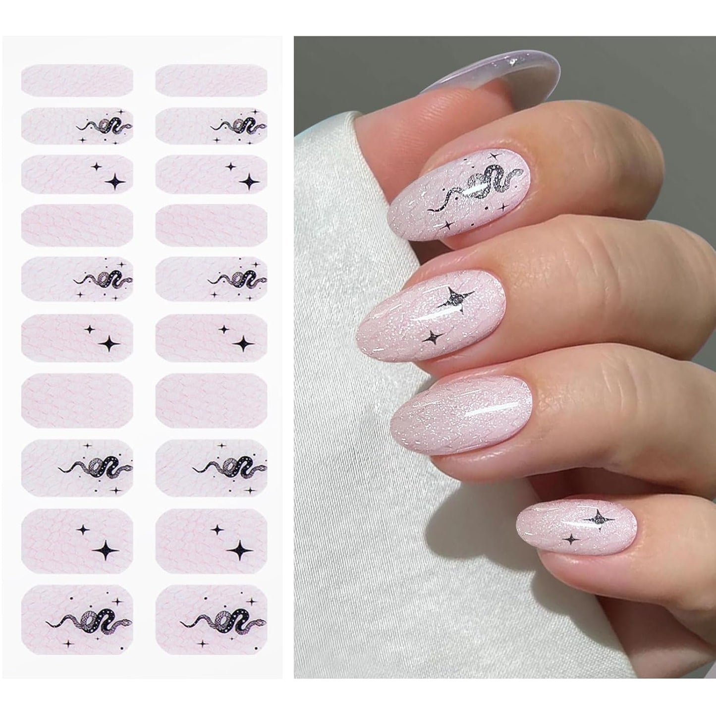 JMEOWIO Nagelfolie UV Härtend Schlange Stern UV gelové proužky na nehty Nálepka na nehty Nagelaufkleber Nail Art Dekoration Nageldesign Zubehör