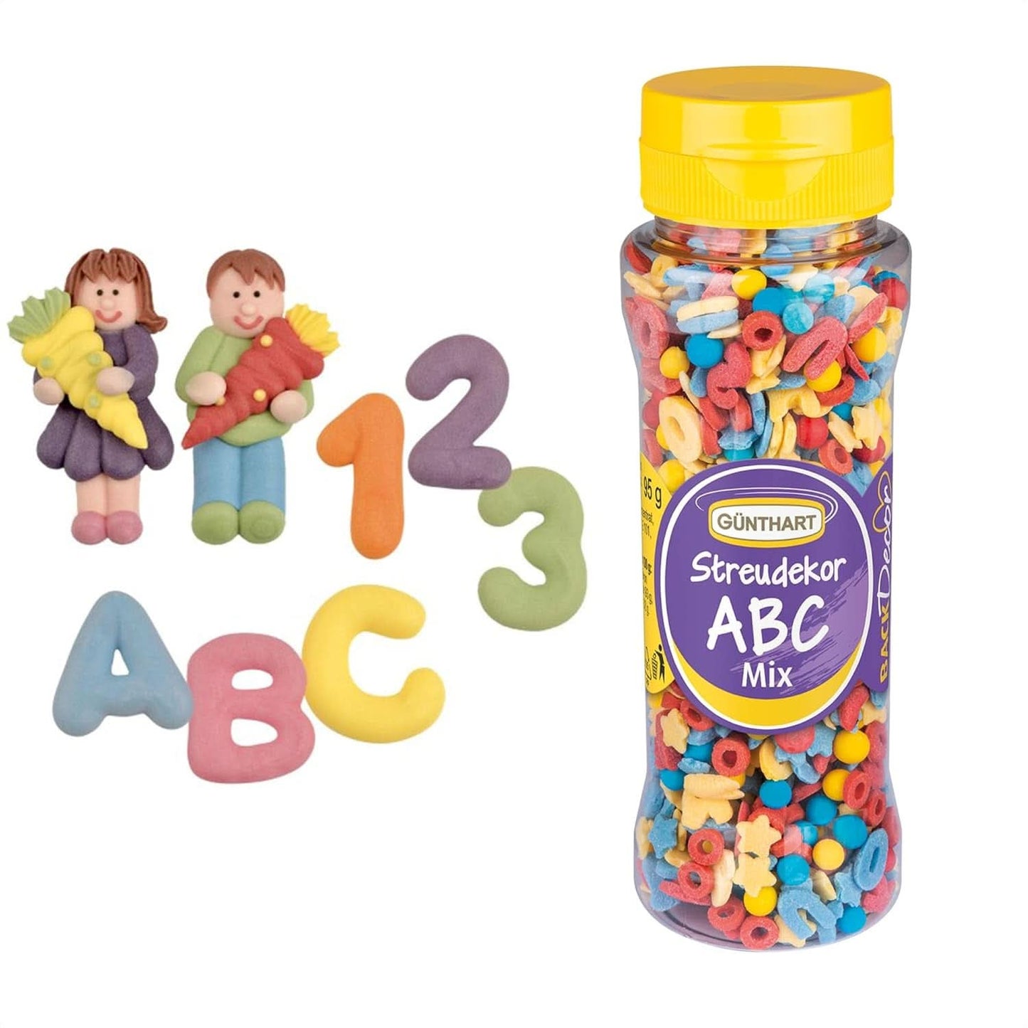 Günthart, 8 cukrových figurek pro začátek školy a dopisy, 115 gramů Sprinkles Naty Shop