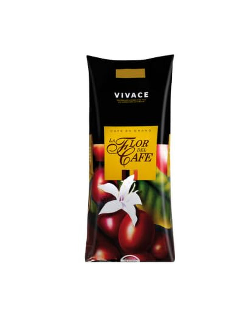 Flor del Café Vivace Natural 100% pražená káva Arabica, celá zrna, intenzivní aroma, středně tmavá pečeně, 10 kg (10 x 1 kg)