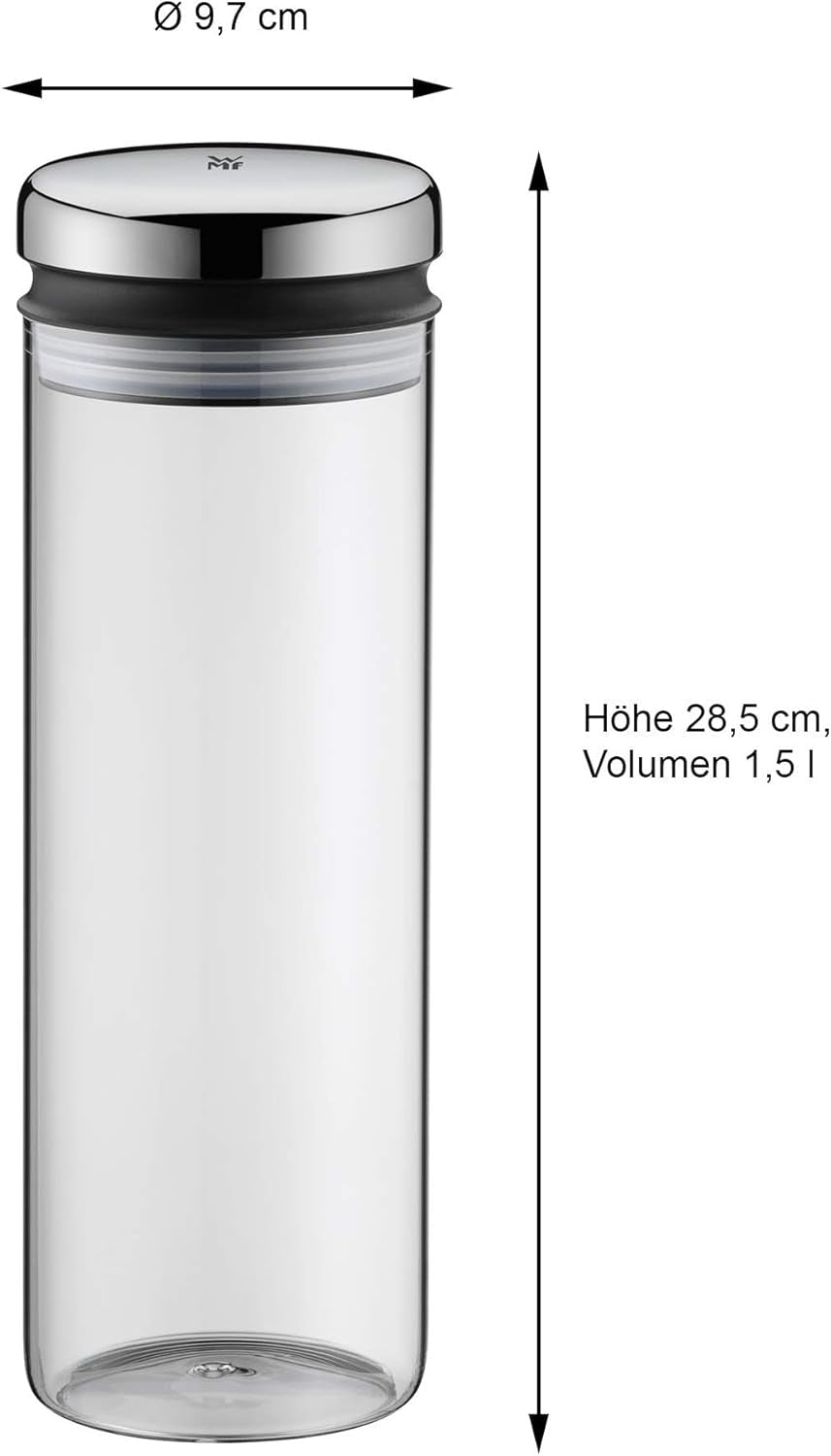 Skleněná dóza WMF Depot 1,5 l, výška 28,5 cm, dóza s víkem & skleněná dóza Depot 2 l, výška 36 cm, dóza s víkem Dózy na potraviny Naty Shop