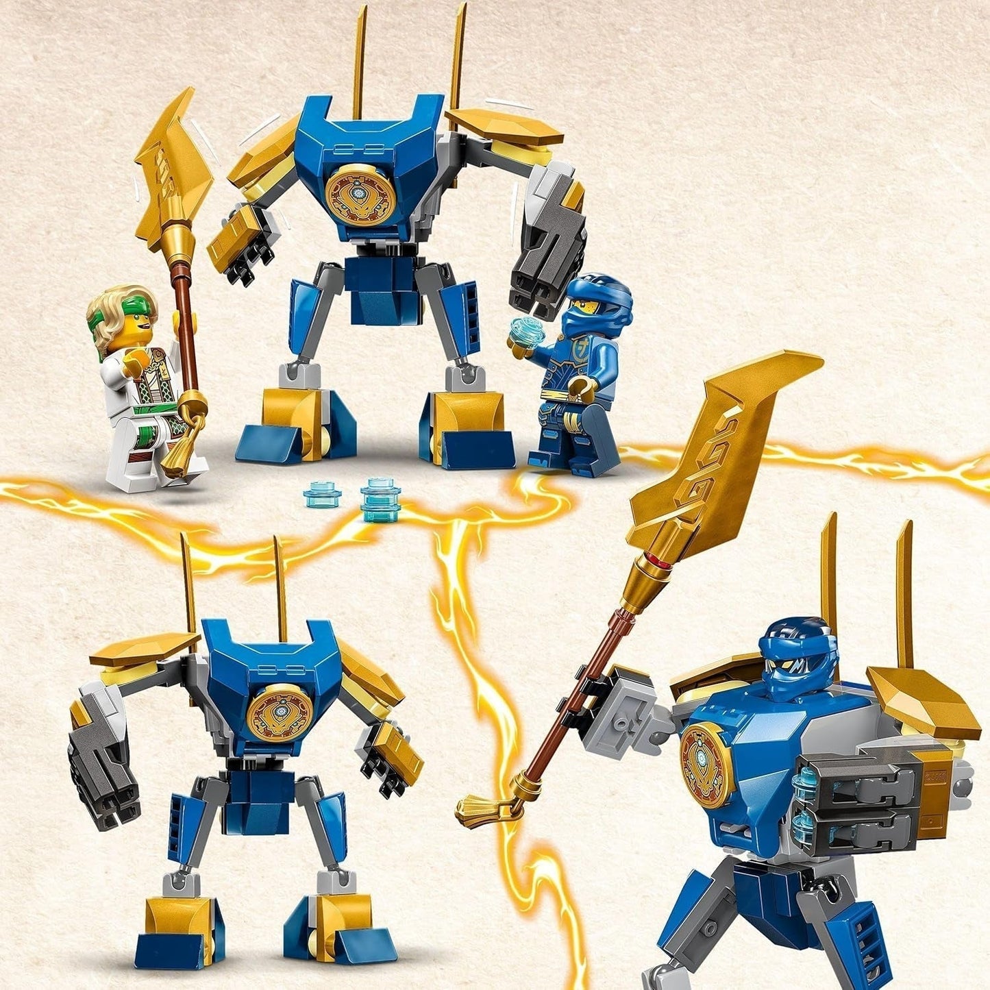 LEGO NINJAGO Jay Battle Mech, hračka ninja pro děti s figurkami, včetně minifigurky Jaye s mini katanou, akčními figurkami a robotem, malý dárek pro kreativní chlapce a dívky od 6 let 71805 Stavebnice Besuche den LEGO-Store