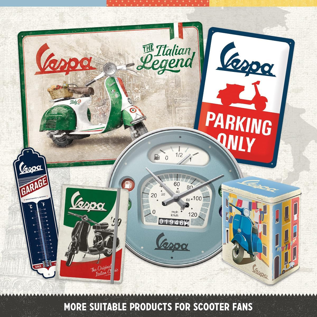 Nostalgic-Art retro krabička na kávu, 1,3 l, Vespa - italská klasika - nápad na dárek pro fanoušky skútrů, originální licencovaný produkt (OLP), dekorace do dílny Vintage Design, dekorace do dílny Vintage Design Boxy na skladování potravin Naty Shop